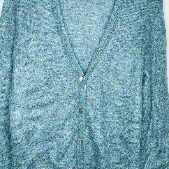 J. Crew Women’s Large Mixed Green Kid Mohair Sweater Cardigan V Neck New - Picture 2 of 7